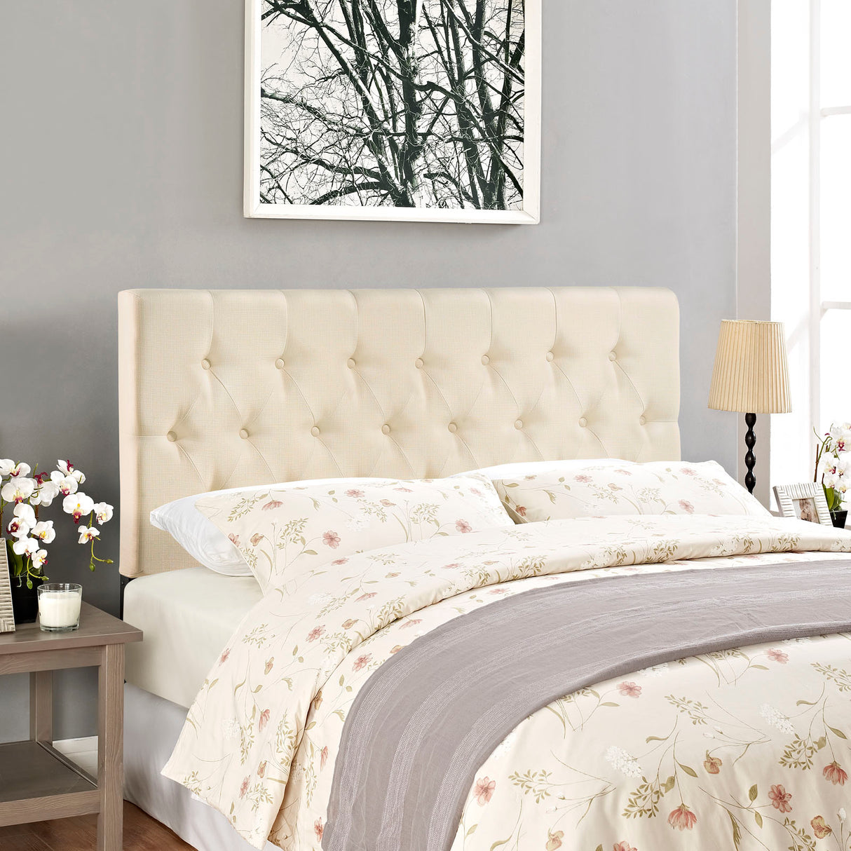 Modern Clique Upholstered Linen Fabric Full Headboard - Rectangular Headboard - BUILDMYPLACE