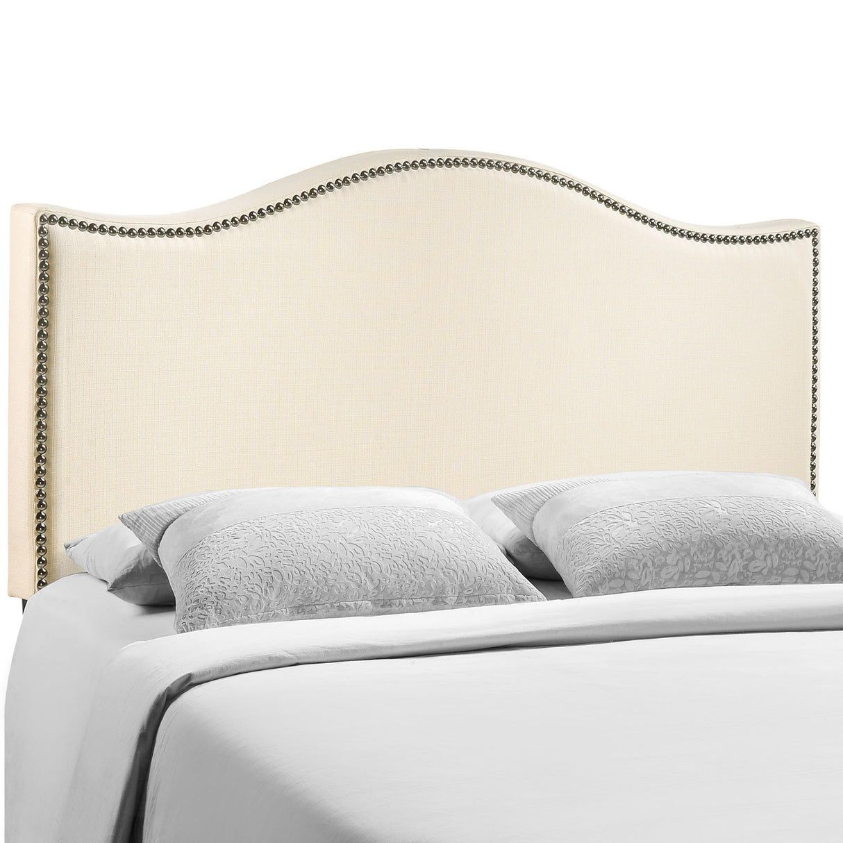 Modern Curl Nailhead Upholstered Headboard - Bedroom Bed Headboard - BUILDMYPLACE