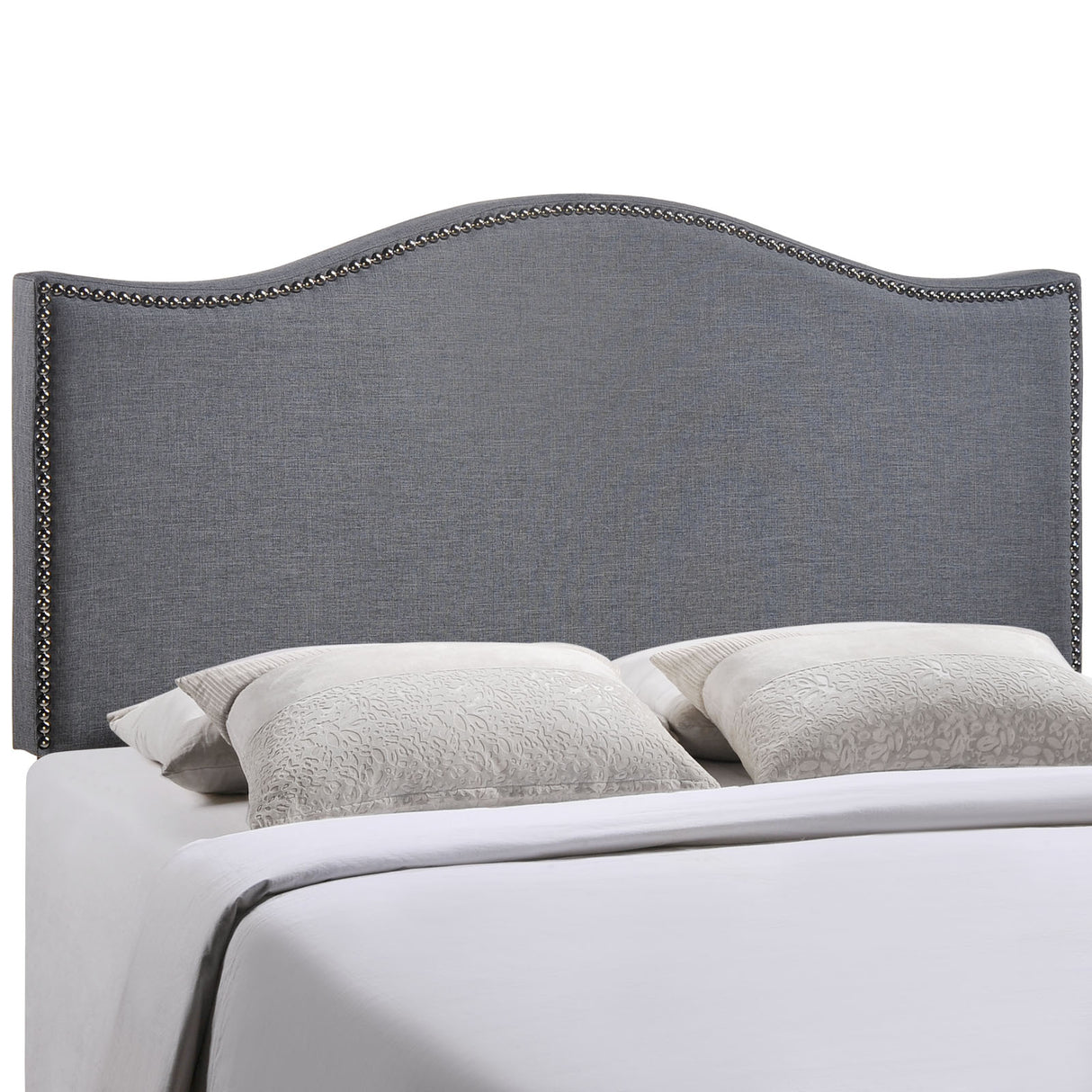 Modern Curl Nailhead Upholstered Headboard - Bedroom Bed Headboard - BUILDMYPLACE