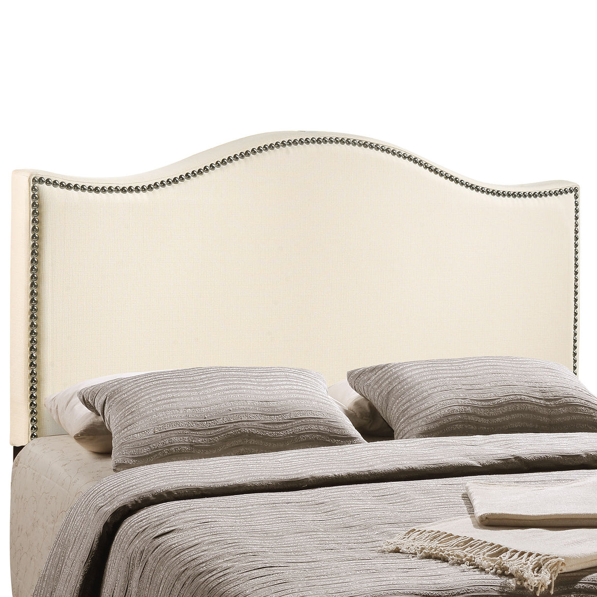 Modern Curl Nailhead Upholstered Headboard - Bedroom Bed Headboard - BUILDMYPLACE