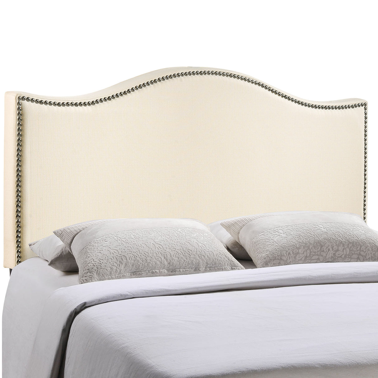 Modern Curl Nailhead Upholstered Headboard - Bedroom Bed Headboard - BUILDMYPLACE