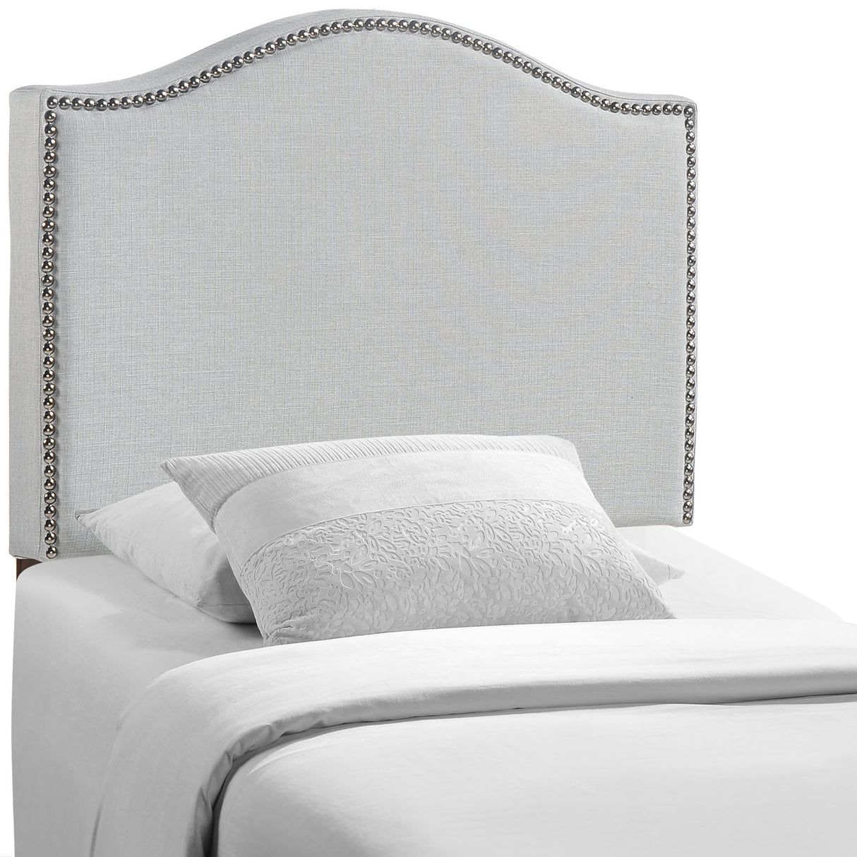 Modern Curl Nailhead Upholstered Headboard - Bedroom Bed Headboard - BUILDMYPLACE