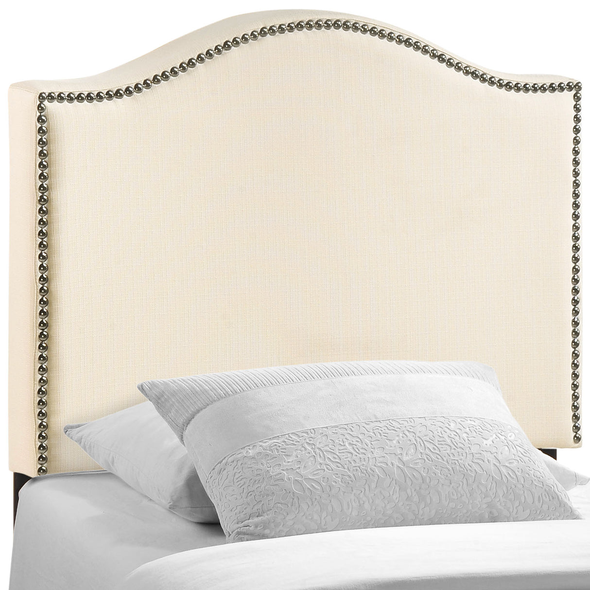 Modern Curl Nailhead Upholstered Headboard - Bedroom Bed Headboard - BUILDMYPLACE