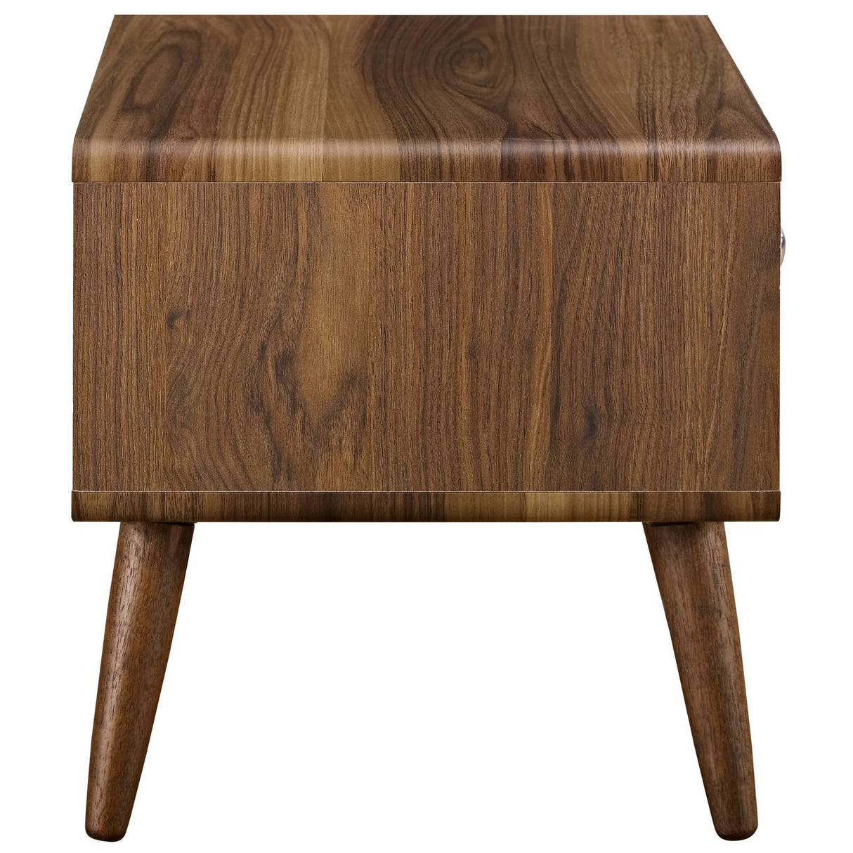 Mid-Century Modern Rustic Side Table Or TV Stand In Walnut - Unique End Tables In White Lacquer Drawer - BUILDMYPLACE