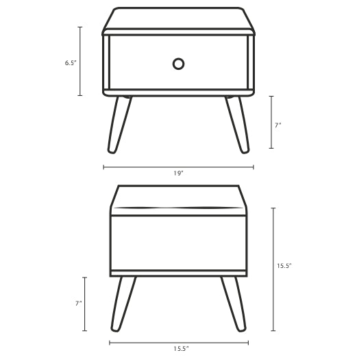 Mid-Century Modern Rustic Side Table Or TV Stand In Walnut - Unique End Tables In White Lacquer Drawer - BUILDMYPLACE