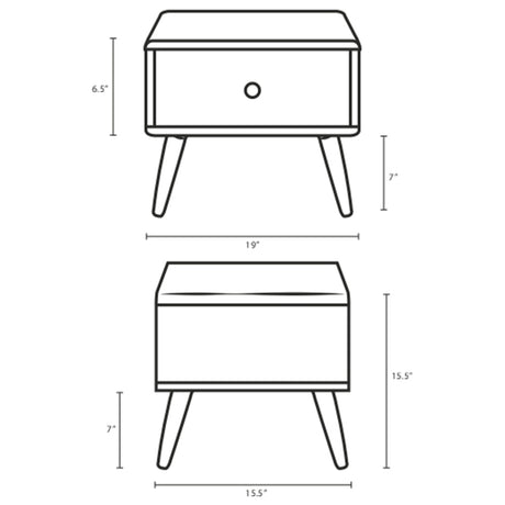 Mid-Century Modern Rustic Side Table Or TV Stand In Walnut - Unique End Tables In White Lacquer Drawer - BUILDMYPLACE
