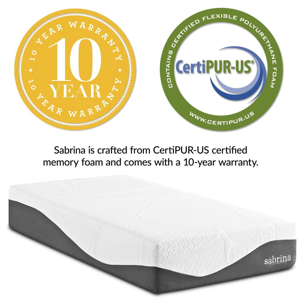 Sabrina 12" Memory Foam Mattress with 10 Years Warranty