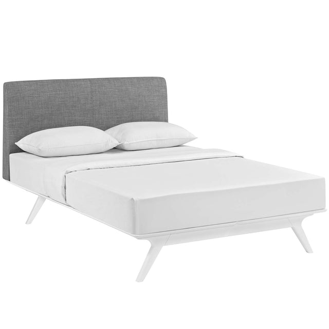 Tracy King Bed, White Gray - BUILDMYPLACE