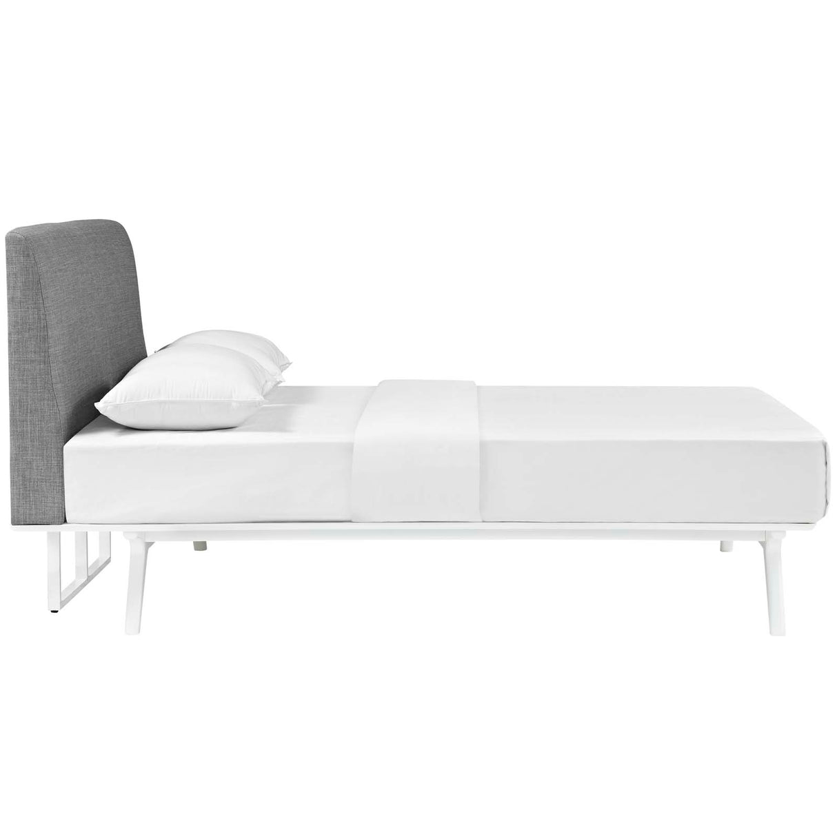 Tracy King Bed, White Gray - BUILDMYPLACE