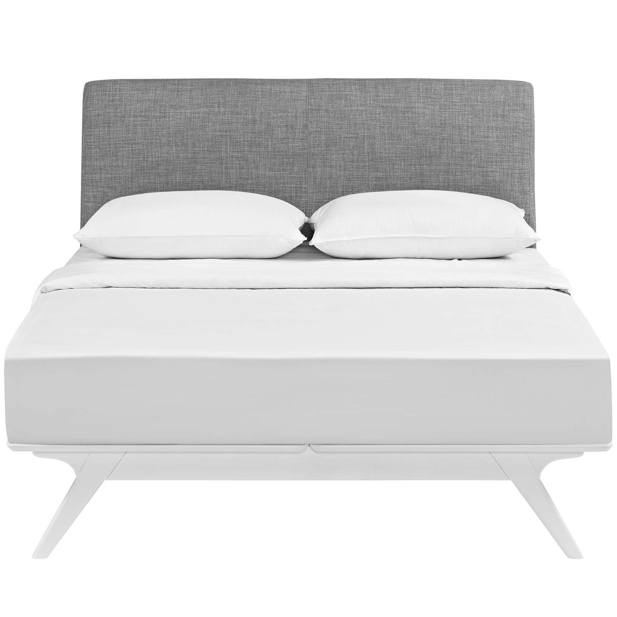 Tracy King Bed, White Gray - BUILDMYPLACE