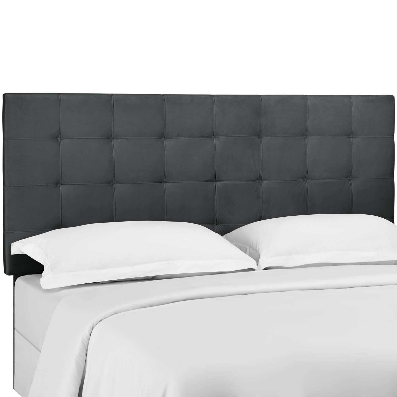 Modern Black Upholstered King Bed Polished Gold and Faux Leather Headboard Included