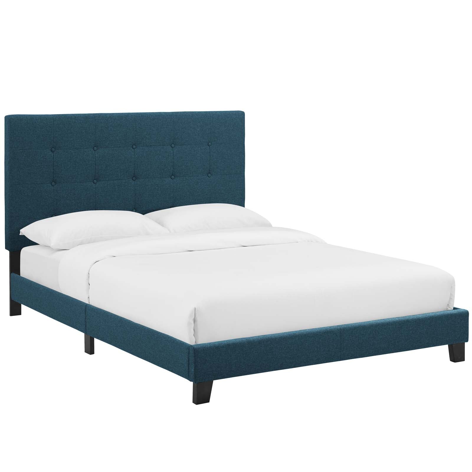 Melanie Queen Tufted Button Upholstered Fabric Platform Bed