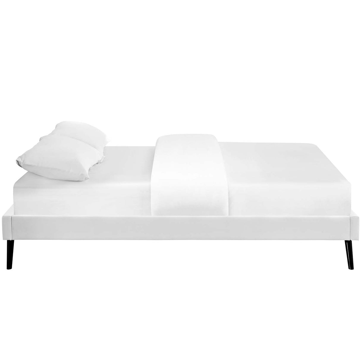Loryn Queen Vinyl Bed Frame with Round Splayed Legs - BUILDMYPLACE
