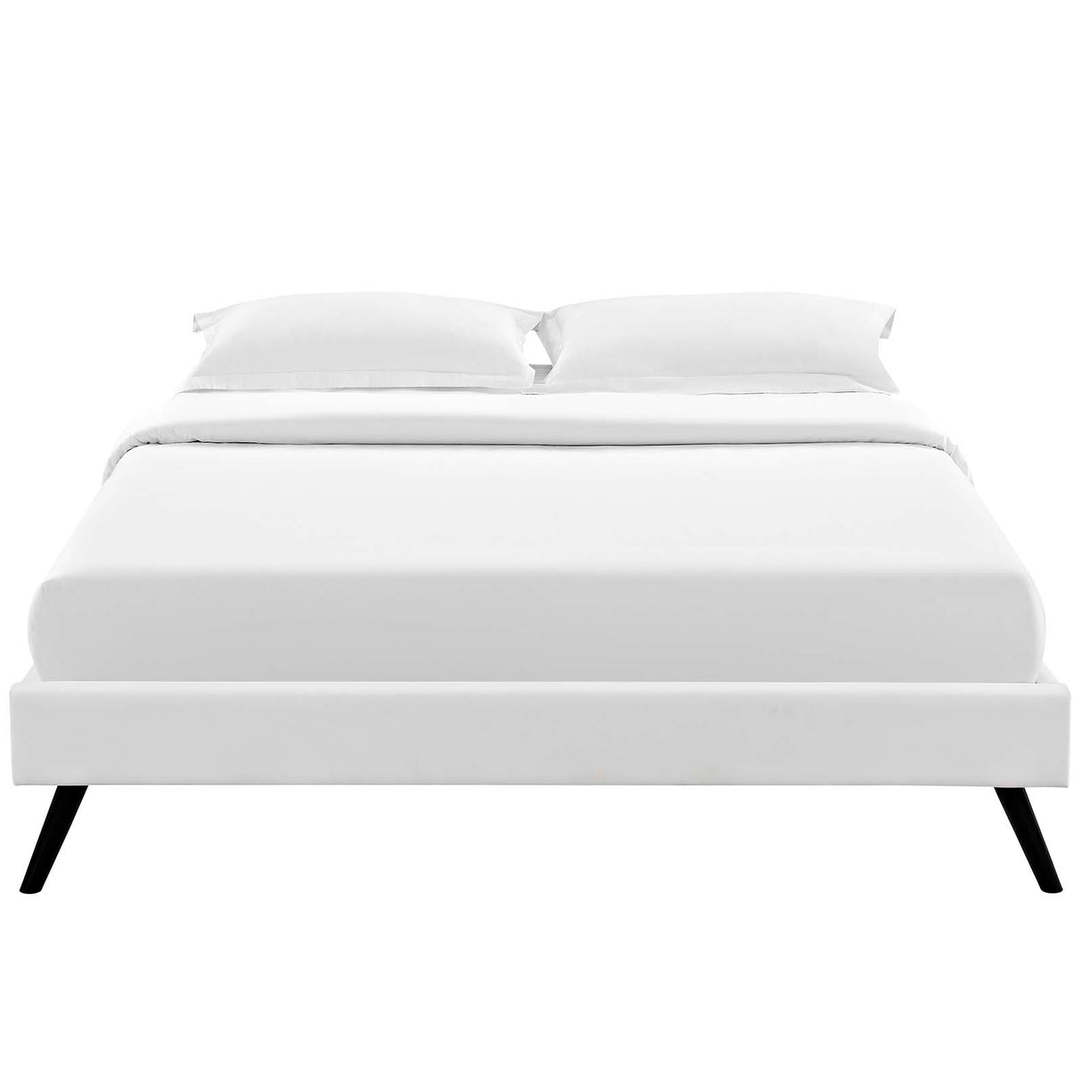 Loryn Queen Vinyl Bed Frame with Round Splayed Legs - BUILDMYPLACE