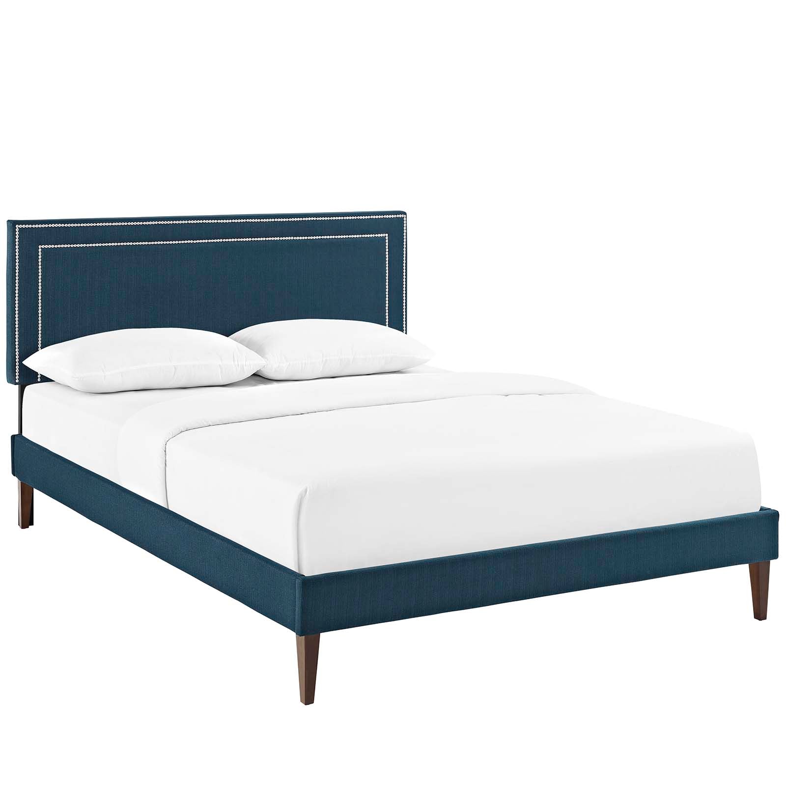 Virginia Fabric Platform Bed W/ Squared Tapered Legs