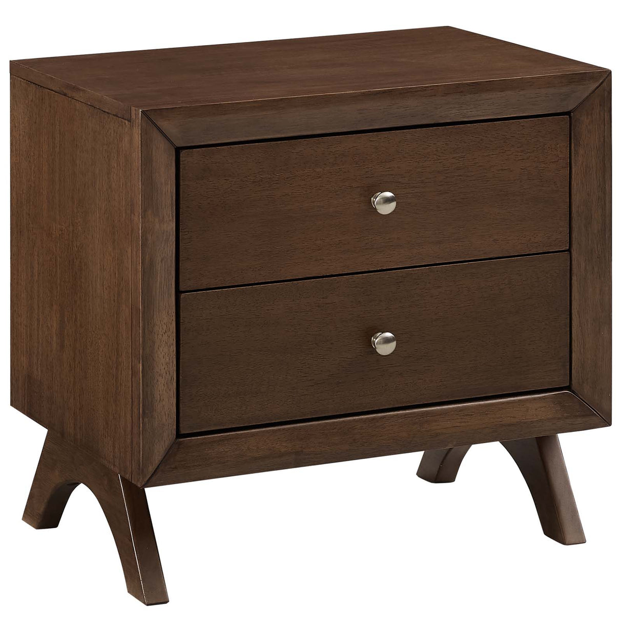 Providence Nightstand In 2 - Tier With 2 Drawers - Master Bedroom Small Side Table In Cappuccino - BUILDMYPLACE