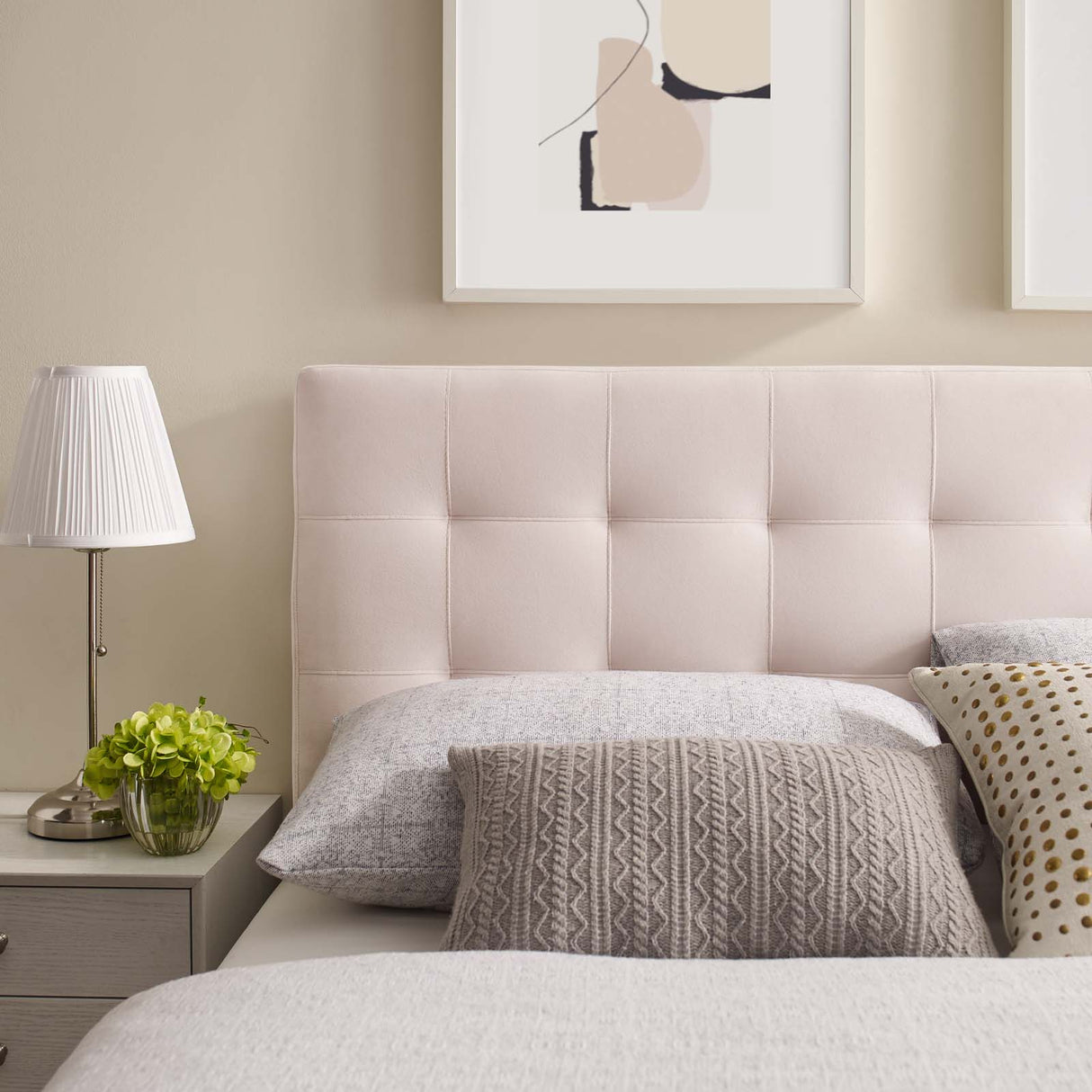 Modern Lily Biscuit Tufted Performance Velvet Headboard - Elevated Style Headboard - BUILDMYPLACE