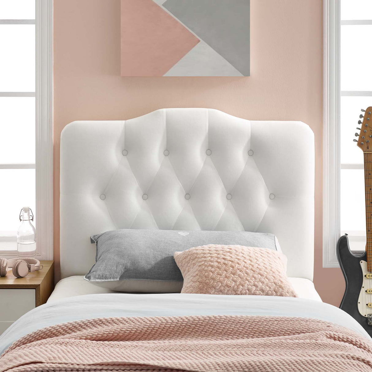 Modern Annabel Diamond Tufted Performance Velvet Headboard - Bed Headboard - BUILDMYPLACE