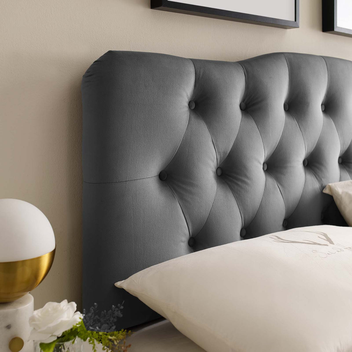 Modern Annabel Diamond Tufted Performance Velvet Headboard - Bed Headboard - BUILDMYPLACE