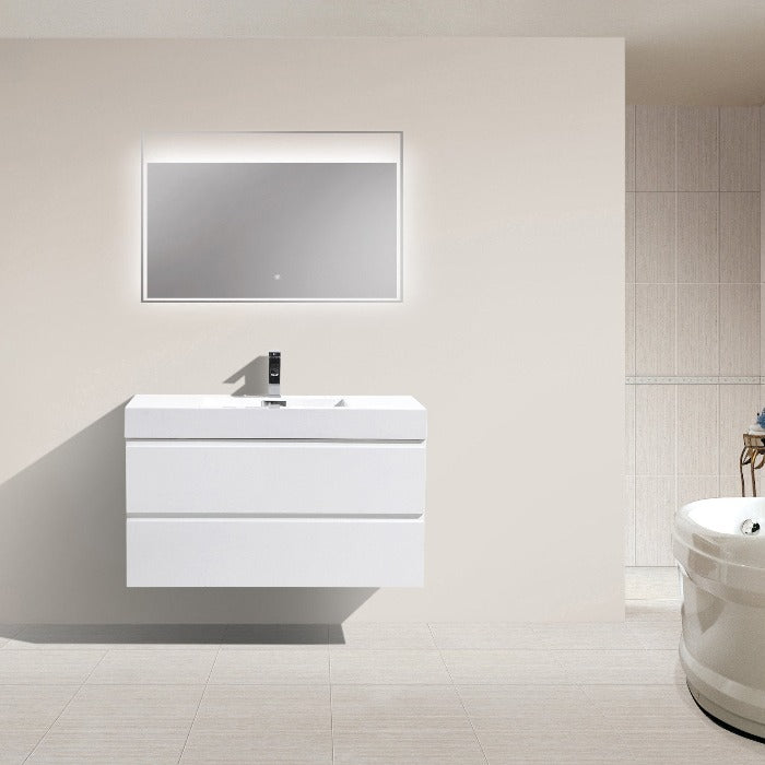 Fusion Floating / Wall Mounted Bathroom Vanity with Acrylic Sink