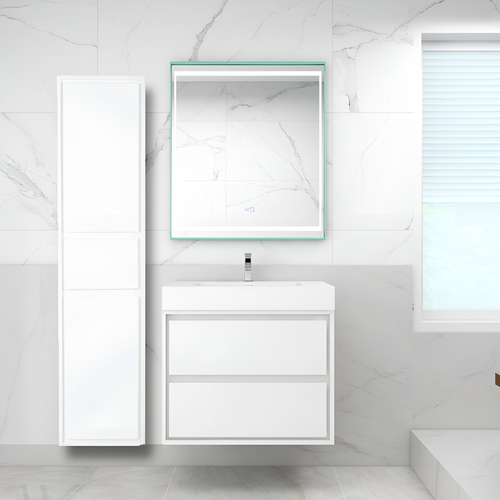 Saviour Modern Floating / Wall Mounted Bathroom Linen Side Cabinet With Soft-closing Cabinet Doors & Drawers
