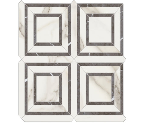 Piazza Mayfair Calacatta Oro Polished Glazed Porcelain Mosaic