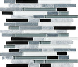Midnight Random Strip Glass Stone Blend Mosaic