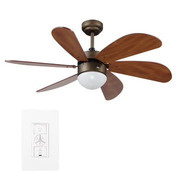 Minimus 38" In. 6 Blade Smart Ceiling Fan with LED Light Kit Works with Wall control, Wi-Fi apps and Voice control via Google Assistant/Alexa/Siri