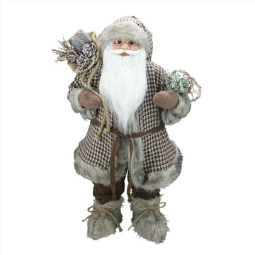24" Woodland Snowshoe Standing Santa Claus Christmas Figure with Gift Sack