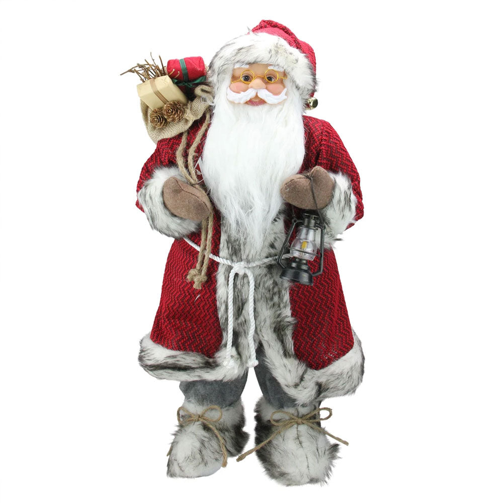 24" Alaskan Arctic Standing Santa Claus Christmas Figure with Lantern