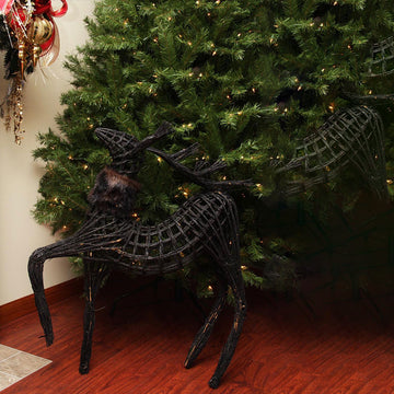 3' Commercial Glittery Dark Brown and Black Wicker Walking Reindeer Christmas Figure