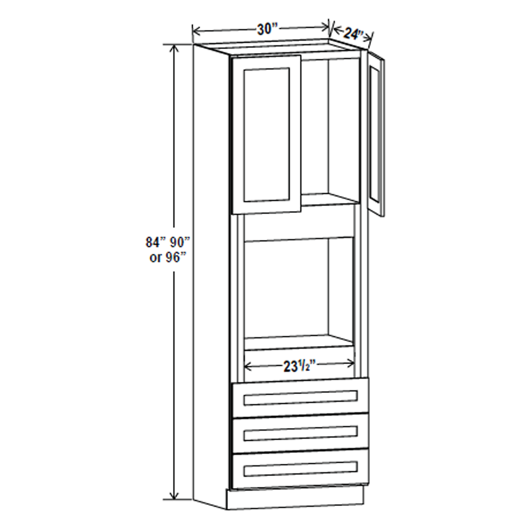 Oven Cabinet - 30W x 84H X 24D -Charleston White Cabinet - RTA