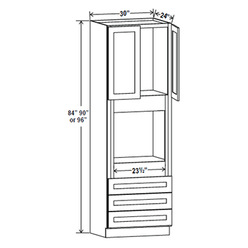 Oven Cabinet - 30W x 84H X 24D - Aspen Charcoal Grey Cabinet - RTA