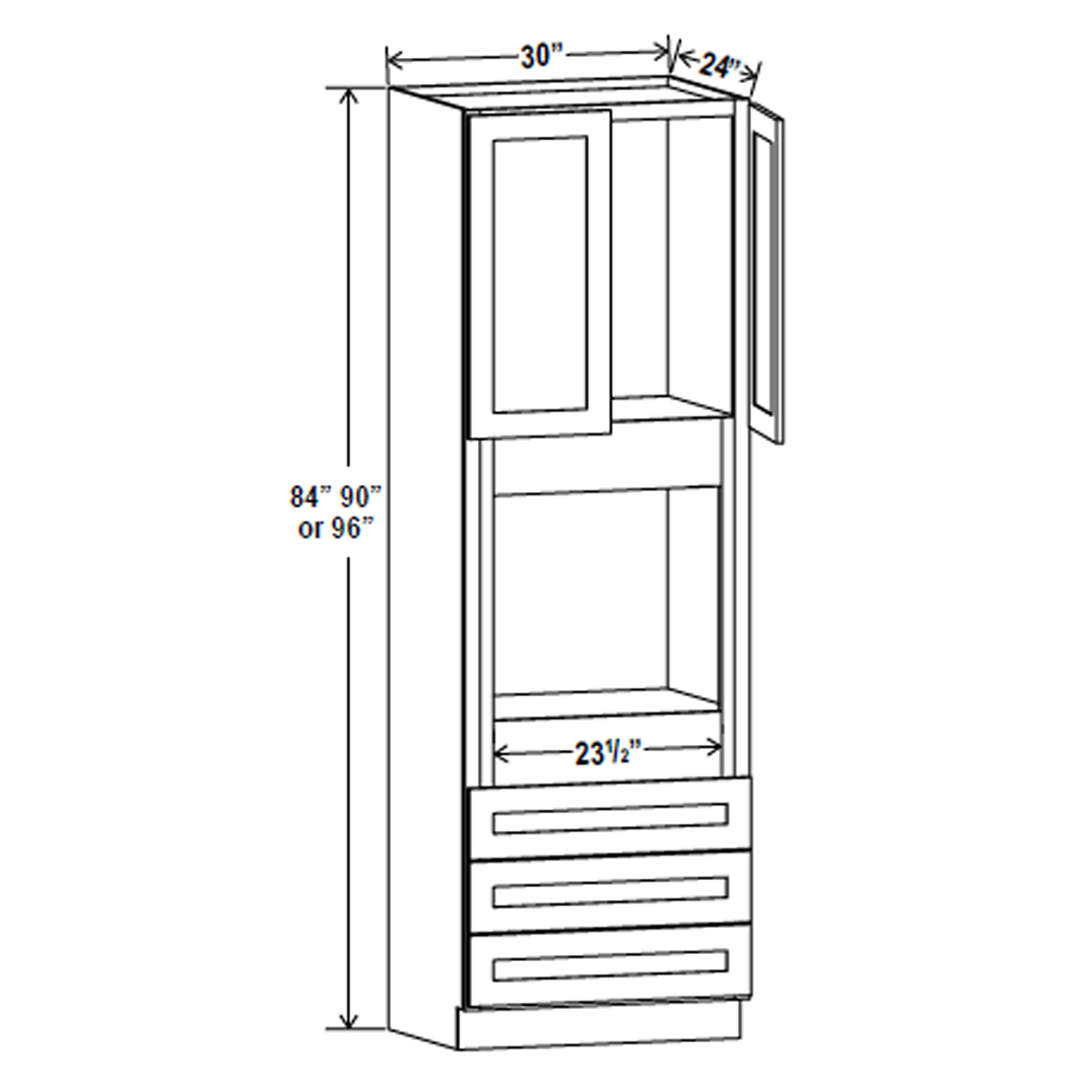 Oven Cabinet - 30W x 90H X 24D -Charleston White Cabinet - RTA