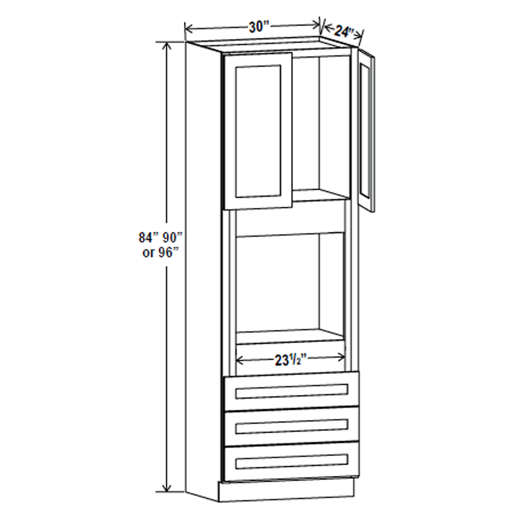 Oven Cabinet - 30W x 90H X 24D - Charleston Saddle Cabinet - RTA