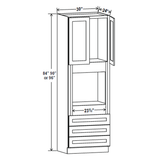 Oven Cabinet - 30W x 96H X 24D -Charleston White Cabinet - RTA