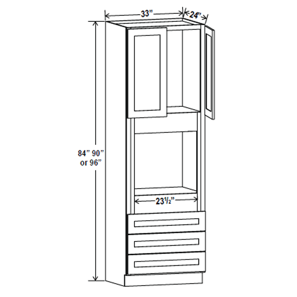 Oven Cabinet - 33W x 84H X 24D -Charleston White Cabinet - RTA