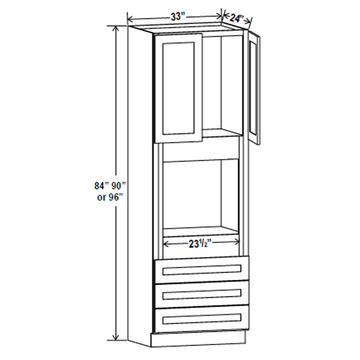 Oven Cabinet - 33W x 84H X 24D - Charleston Saddle Cabinet - RTA