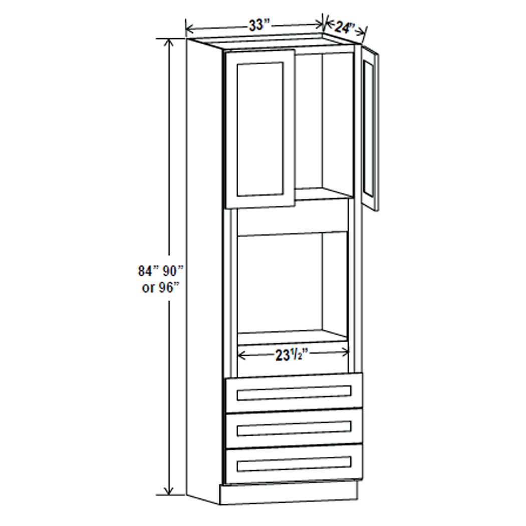 Oven Cabinet - 33W x 90H X 24D - Charleston Saddle Cabinet - RTA