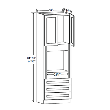 Oven Cabinet - 33W x 96H X 24D -Charleston White Cabinet