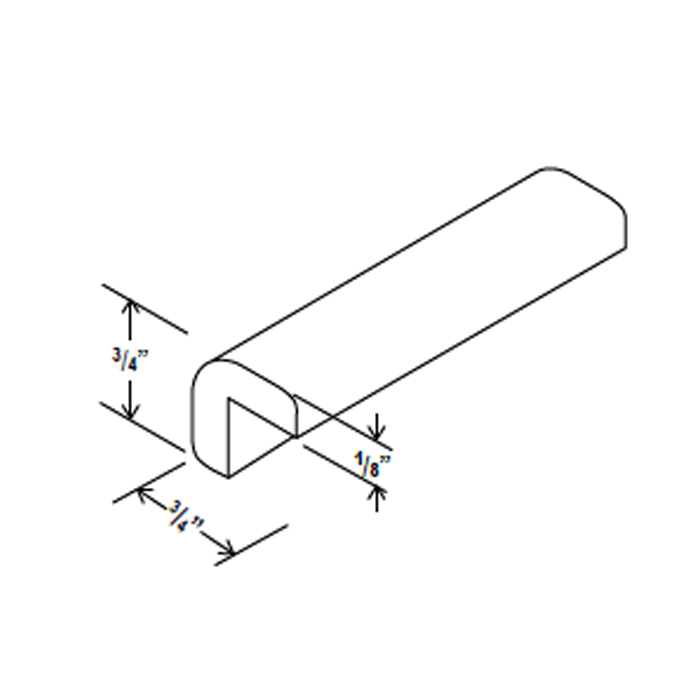 Outside Corner Moulding - 96'W x 3/4'H x 3/4D - Blue Shaker Cabinet - RTA