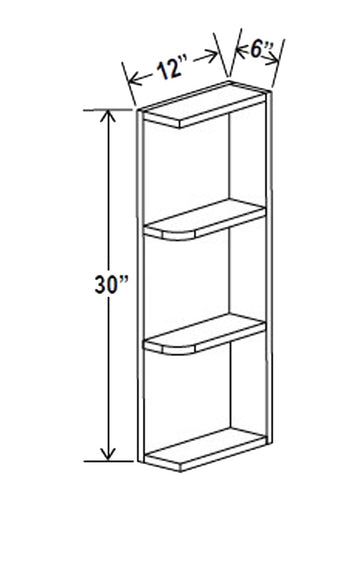 Wall End Shelf - 6W x 30H x 12D - 2S - Aria White Shaker - RTA