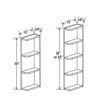 Wall End Shelf - 6W x 30H x 12D - 2S - Aria Shaker Espresso