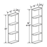 Wall End Shelf - 6W x 36H x 12D - 3S - Grey Shaker Cabinet - RTA