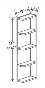 Wall End Shelf - 6W x 36H x 12D - 3S - Aria White Shaker - RTA