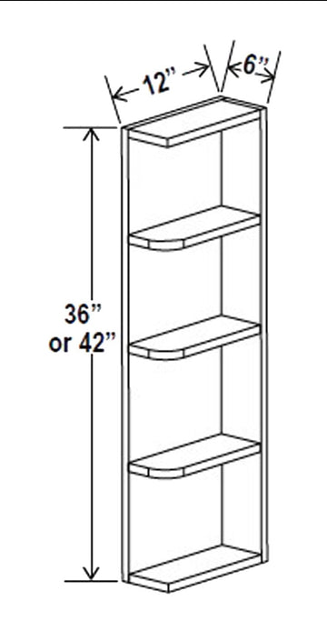 Wall End Shelf - 6W x 36H x 12D - 3S - Aria White Shaker - RTA