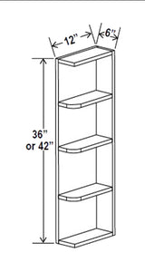 Wall End Shelf - 6W x 42H x 12D - 4S - Aria White Shaker - RTA