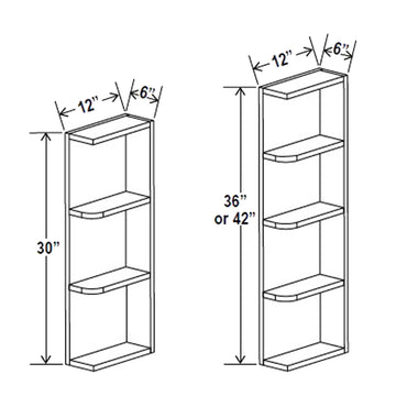 Wall End Shelf - 6W x 42H x 12D - 4S - Aspen Charcoal Grey