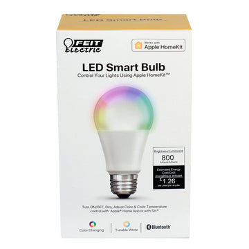 LED Smart Light Bulb,  Apple HomeKit, 60W, 800 Lumens, RGBW, Color Changing & Tunable White
