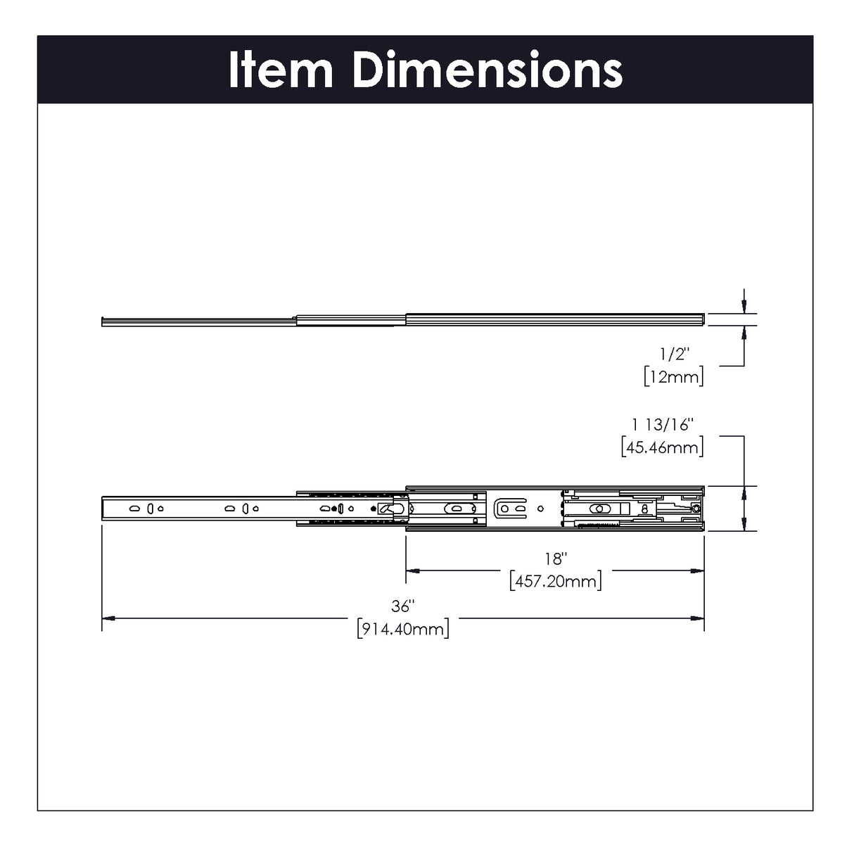 Side Drawer Slides Soft Close Full Extension 12 Inch (2 Pack) - Hickory Hardware